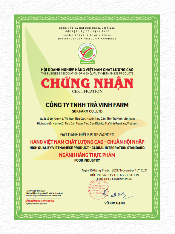 mat-hoa-dua-sokfarm, sokfarm, chung-nhan-hang-viet-nam-chat-luong-cao-chuan-hoi-nhap